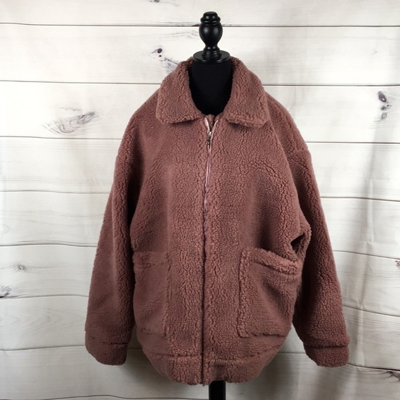 SHERPA JACKET ~ OVERSIZED DUSTY PINK ❤️ SZ S - Picture 6 of 7